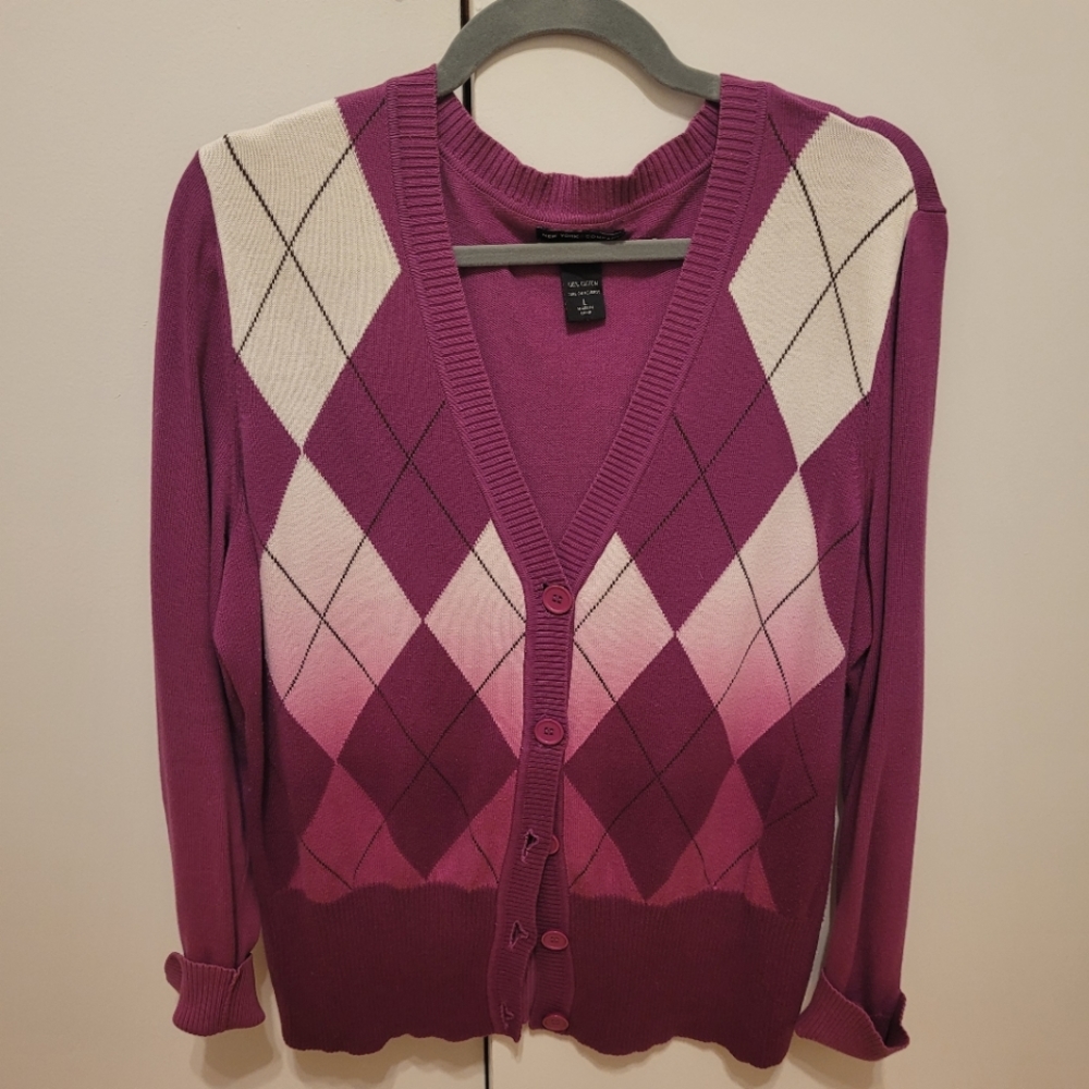 New York & Company Plaid Cardigan